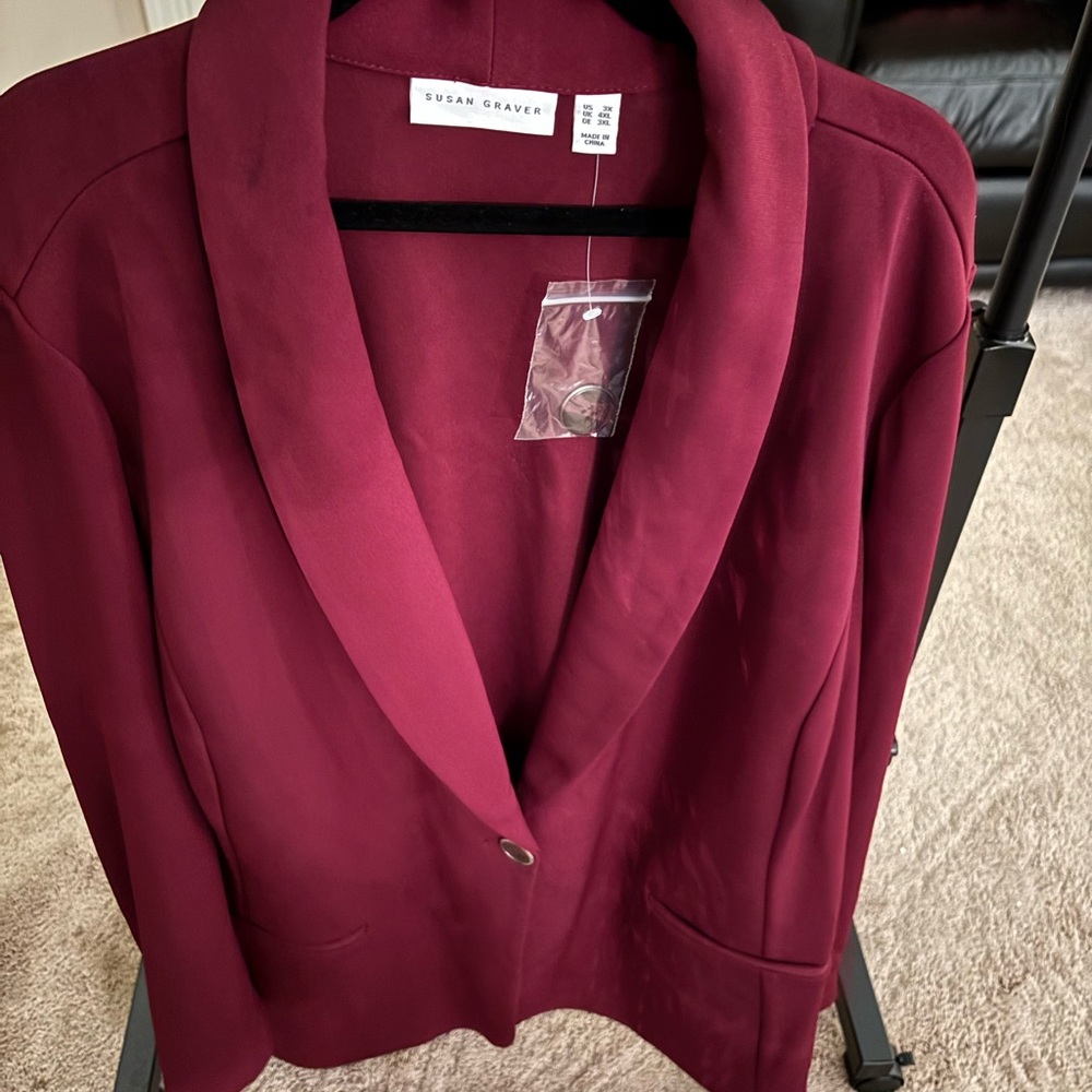 New Susan Graver Women's Burgundy Blazer